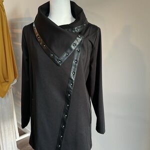 Womes Bagatelle Cape Style Studded One Button Closure Jacket